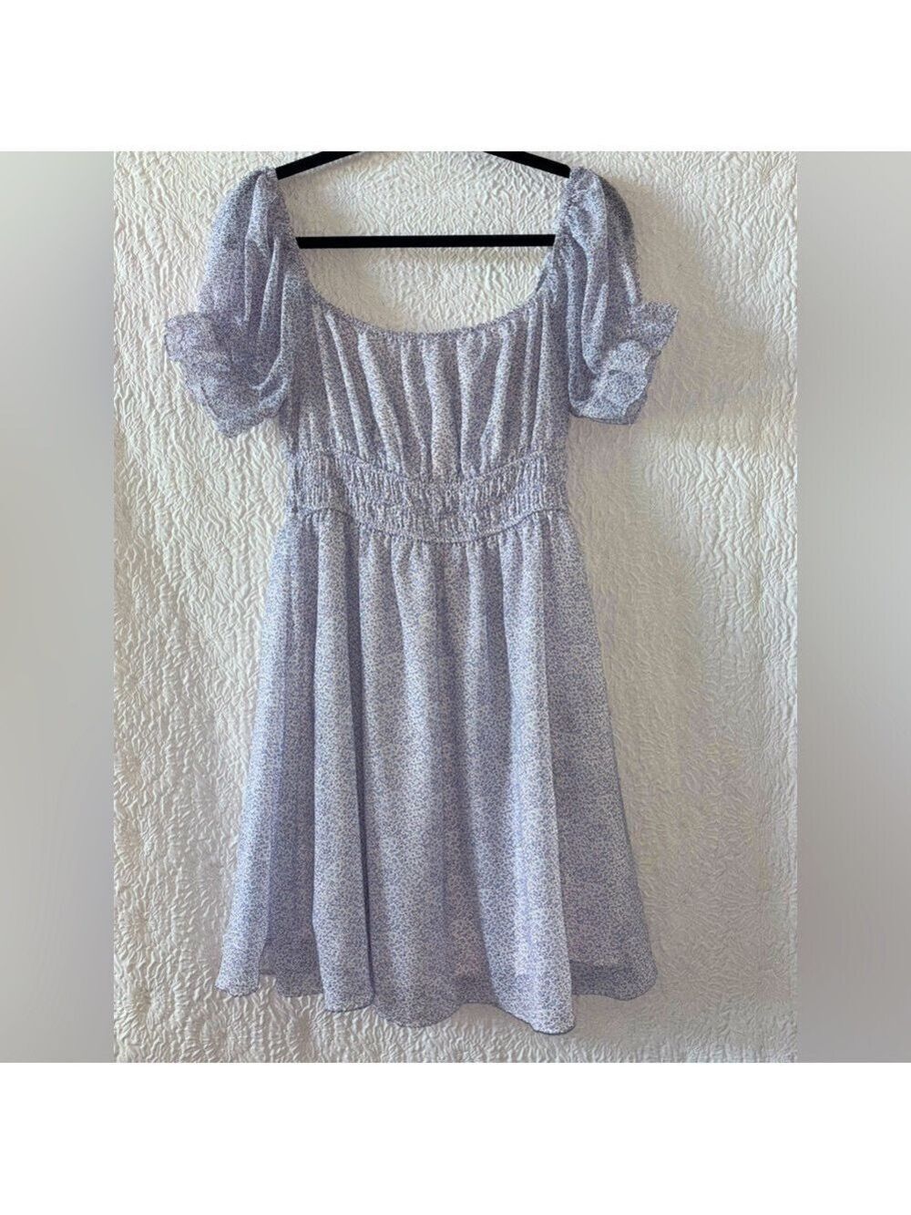 STORIA Dainty Floral Puff Short Sleeve Babydoll Mini Dress